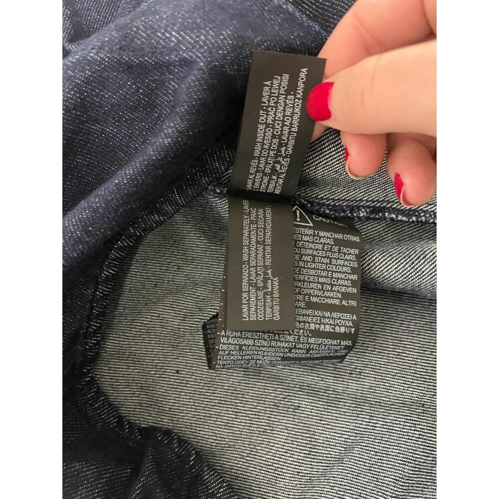 Zara Dark Denim Short Sleeve Tie-Neck Blouse - Picture 13 of 16